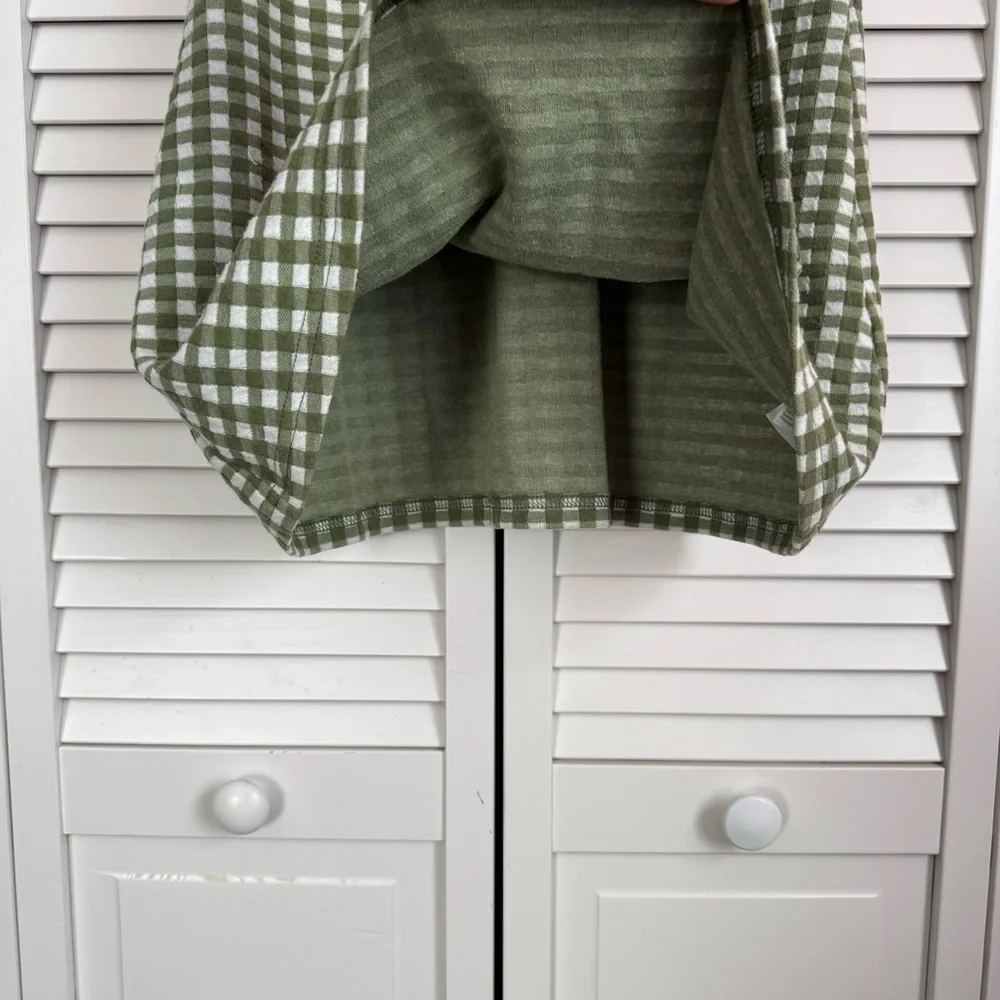 Madewell Puff-Sleeve Jacquard Mini Dress in Gingham Check Green Size XS - Picture 6 of 10